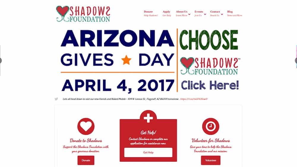 Shadows Foundation - Flagstaff, AZ: WordPress CMS / Website Design / Digital Retailing / SEO / PPC / Social Media / Email Marketing / Lead Conversion Optimization / Event Marketing